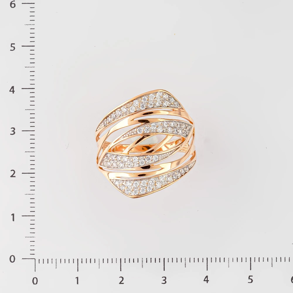 Кольцо с фианитом из красного золота 585 пробы