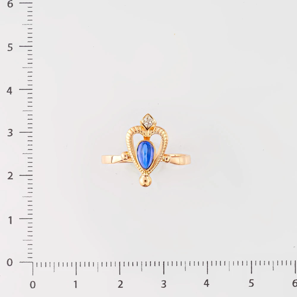 Кольцо с фианитом из красного золота 585 пробы