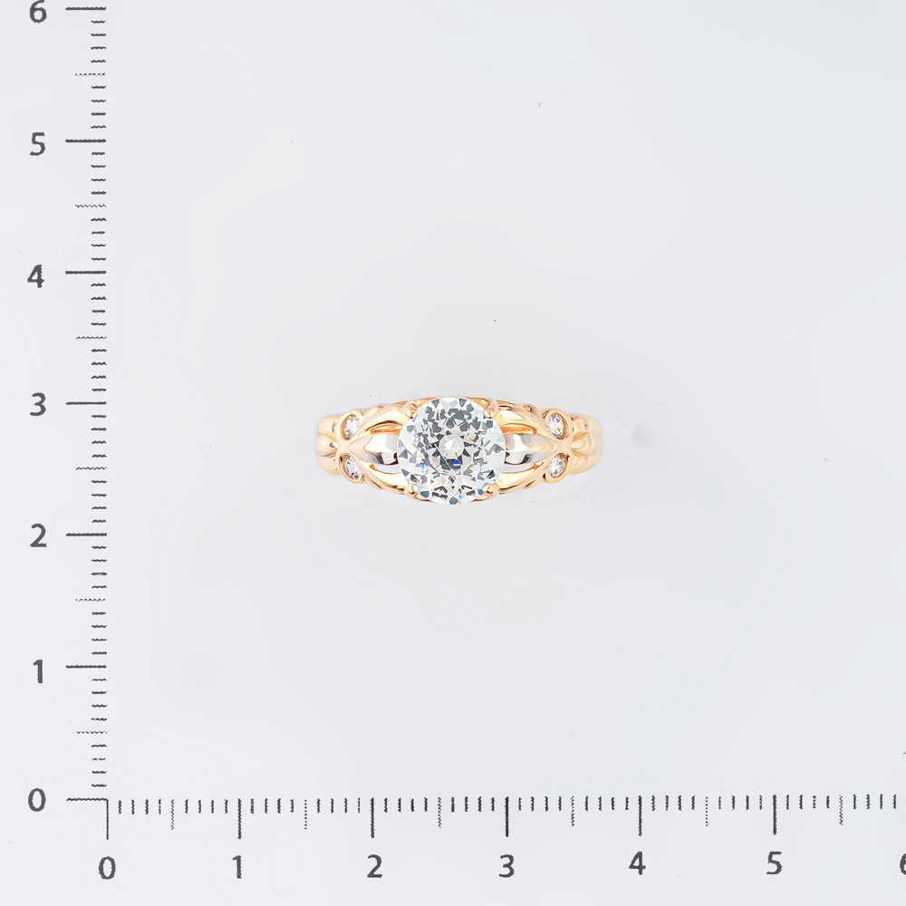 Кольцо с фианитом из красного золота 585 пробы