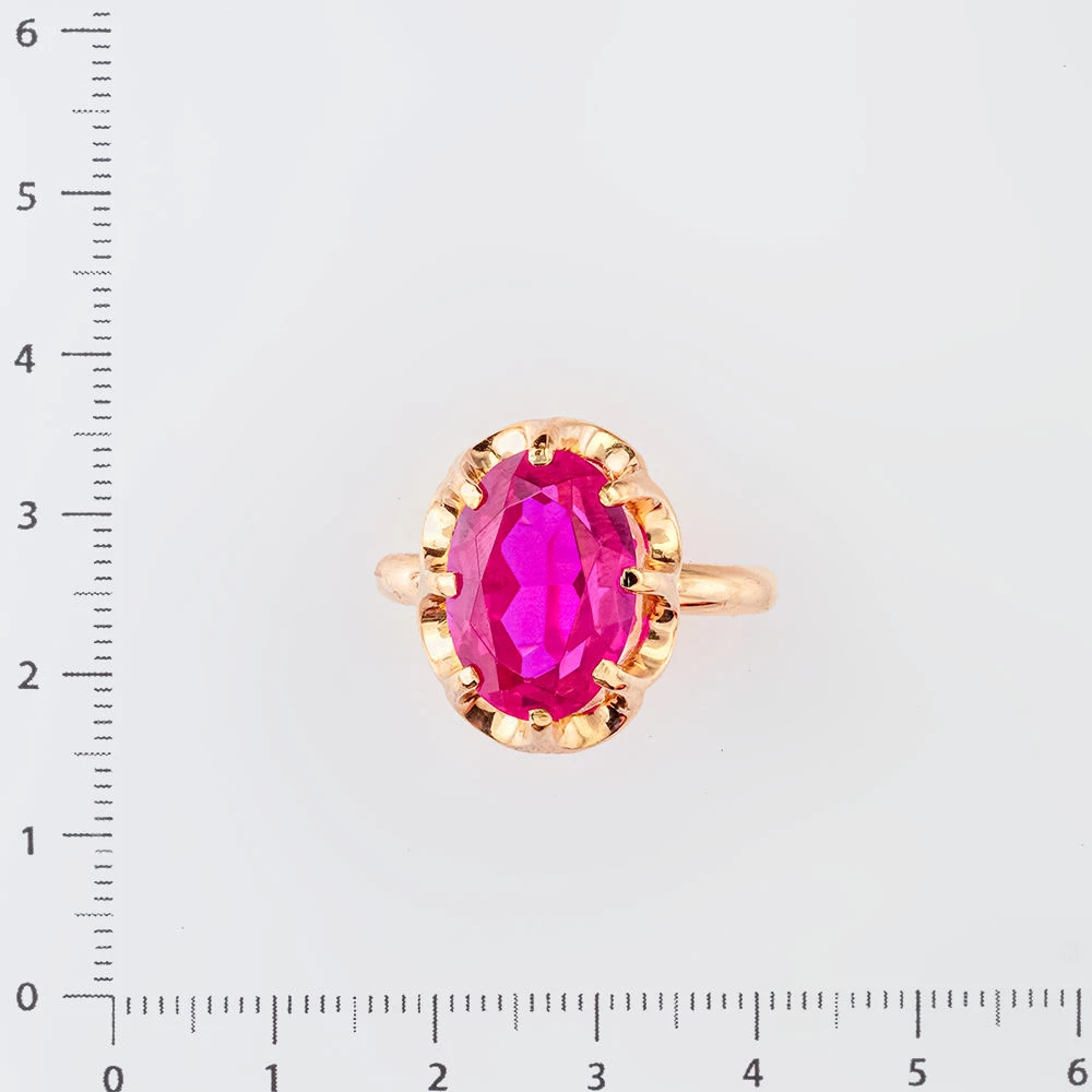 Кольцо с фианитом из красного золота 583 пробы