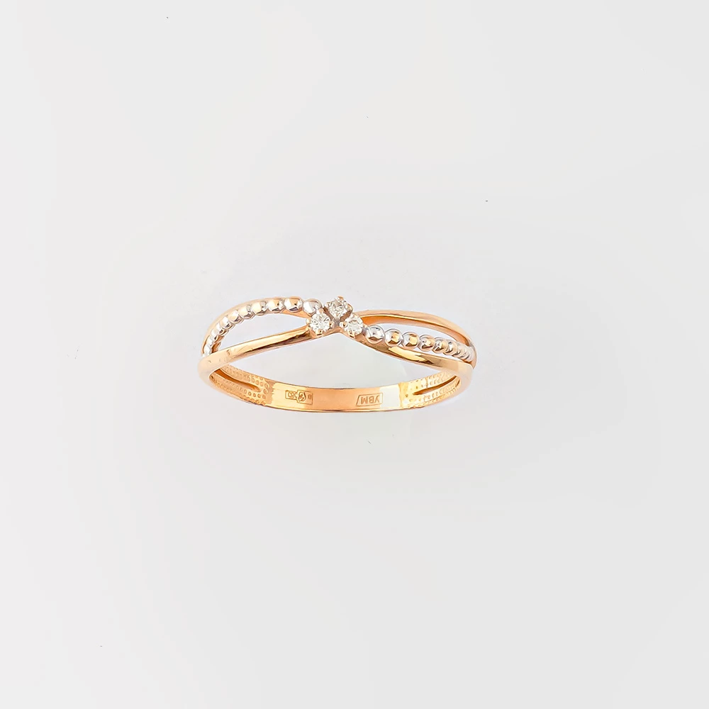 Кольцо с бриллиантом из красного золота 585 пробы