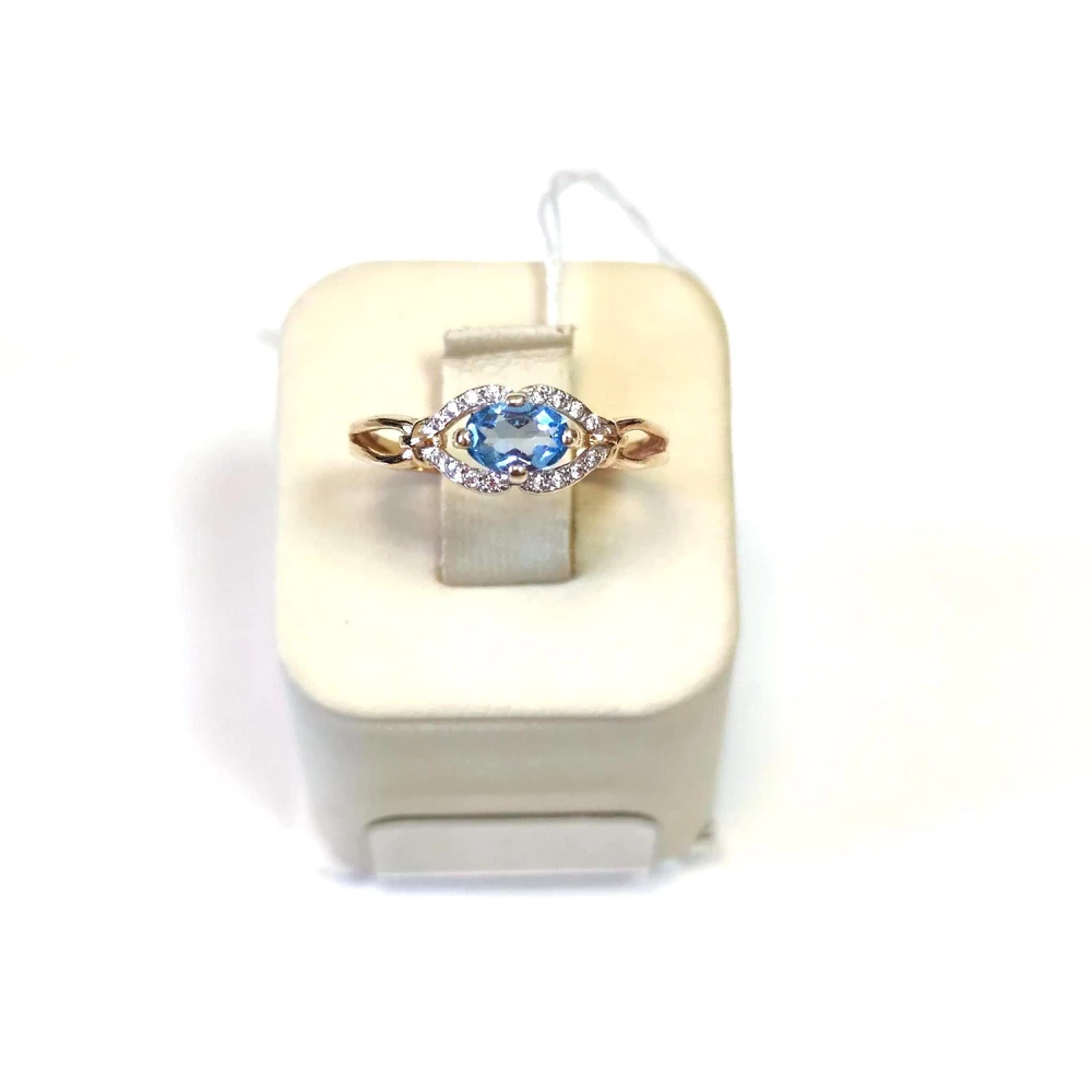 Кольцо с топазом из красного золота 585 пробы