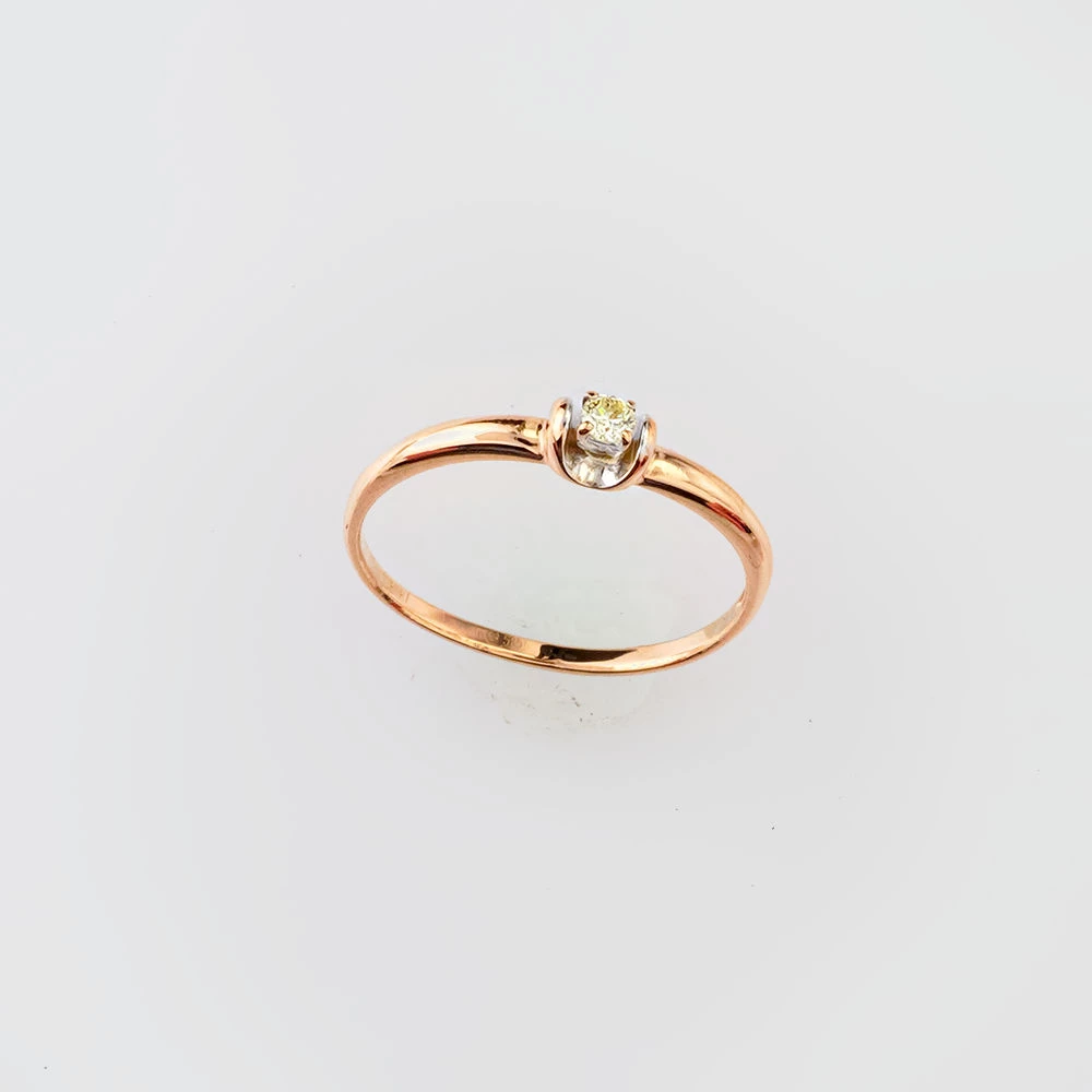 Кольцо с бриллиантом из красного золота 585 пробы