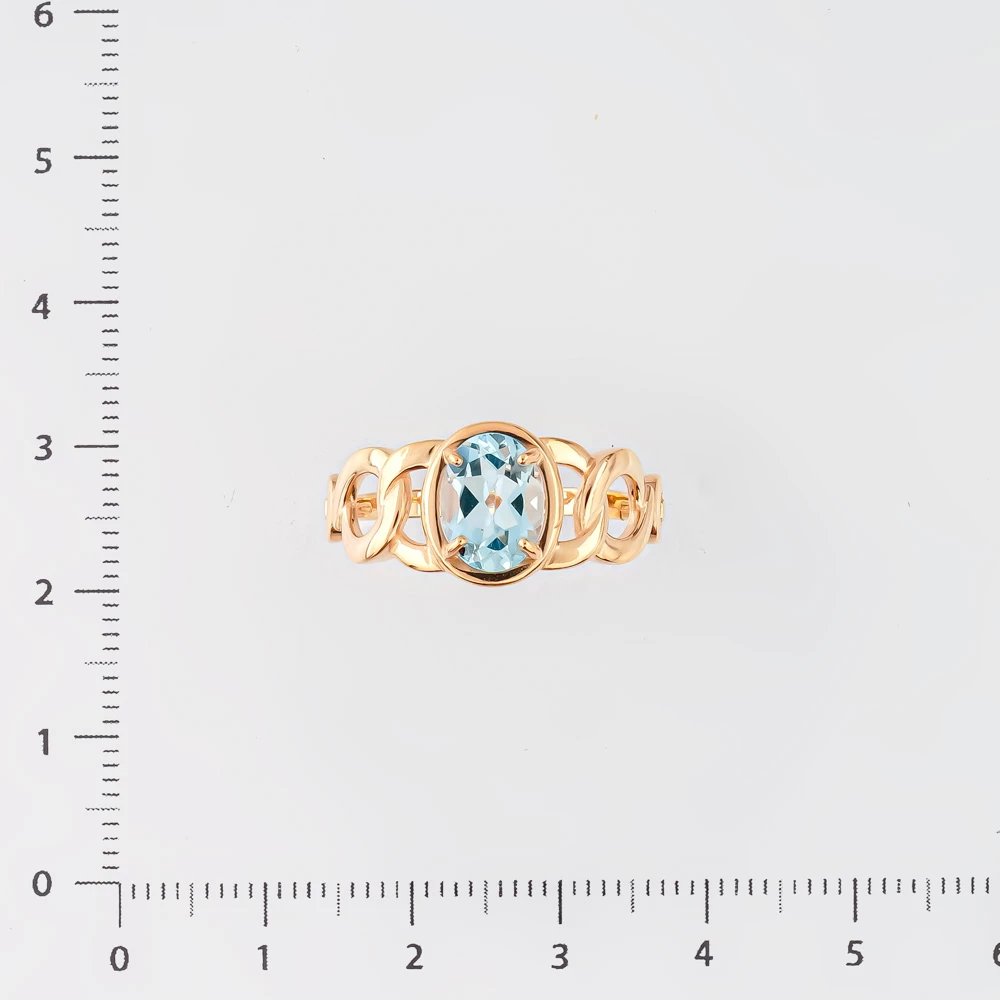 Кольцо с топазом из красного золота 585 пробы