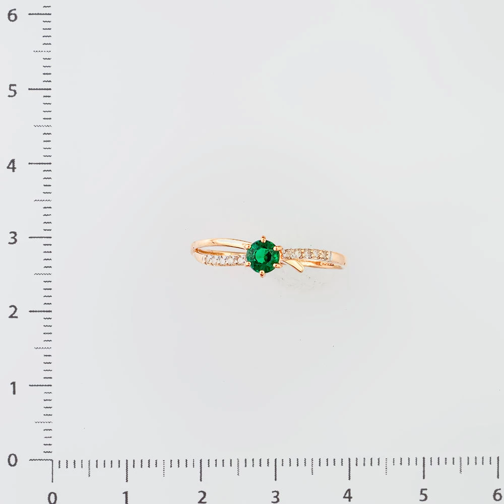 Кольцо с изумрудом синтетическим из красного золота 585 пробы