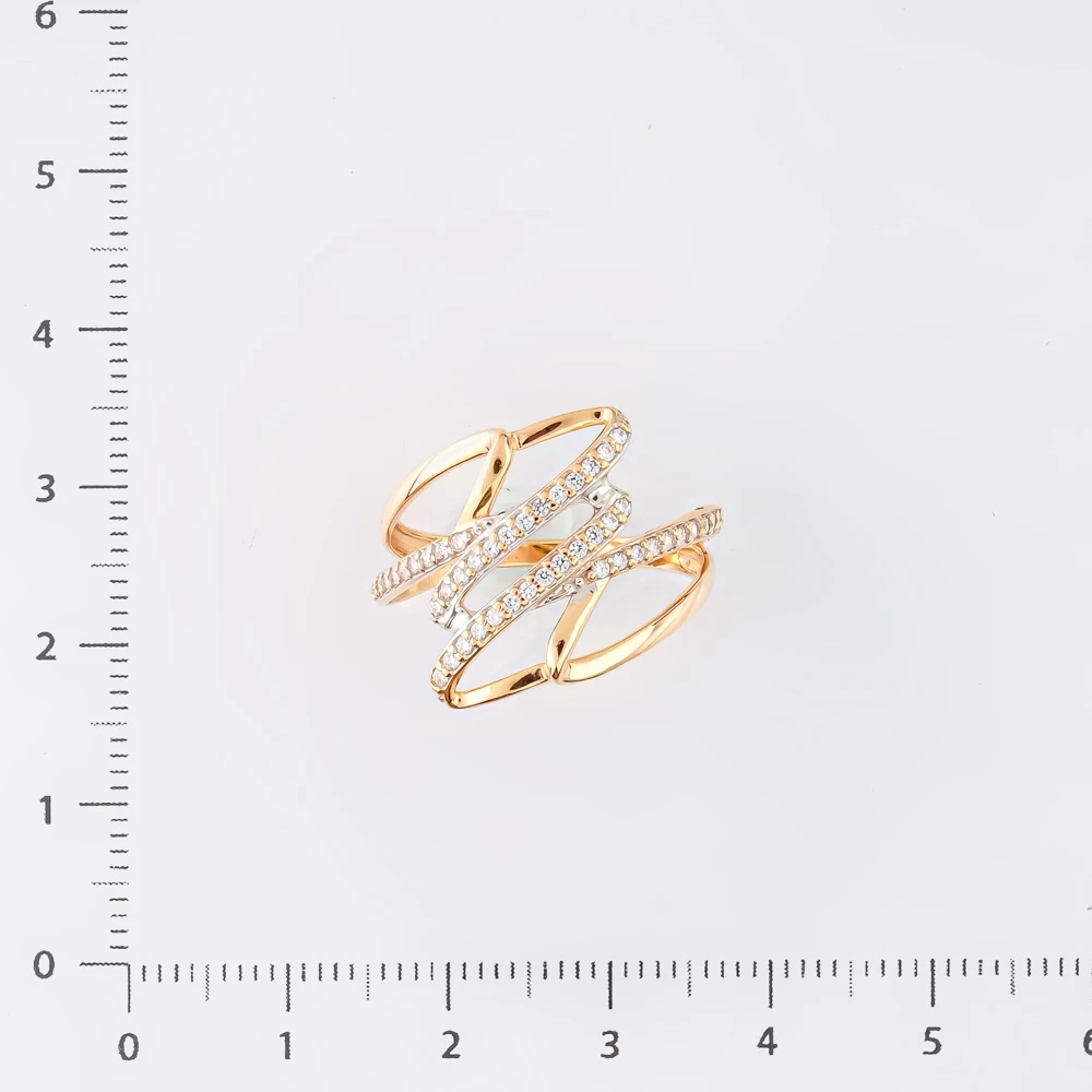 Кольцо с фианитом из красного золота 585 пробы