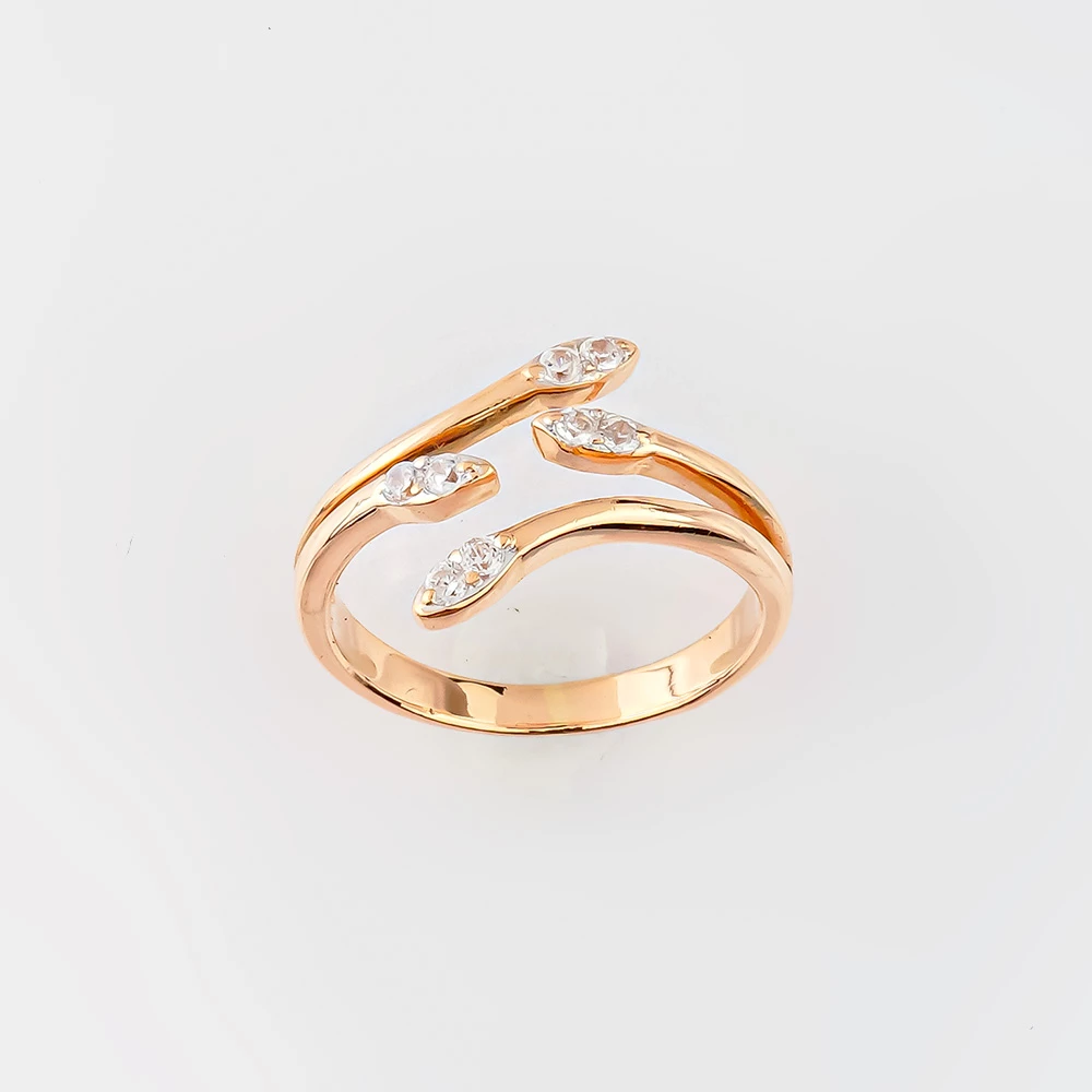 Кольцо с фианитом из красного золота 585 пробы