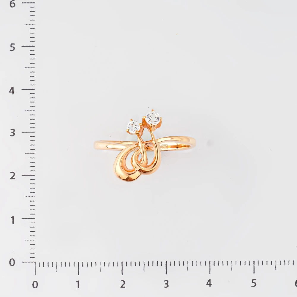 Кольцо с фианитом из красного золота 585 пробы