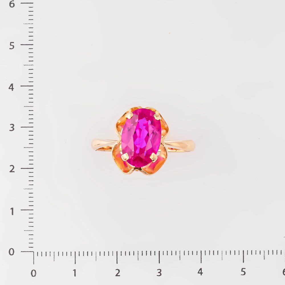 Кольцо с фианитом из красного золота 583 пробы