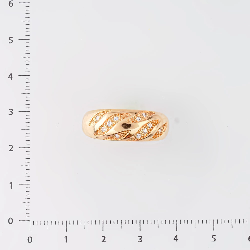 Кольцо с фианитом из красного золота 585 пробы