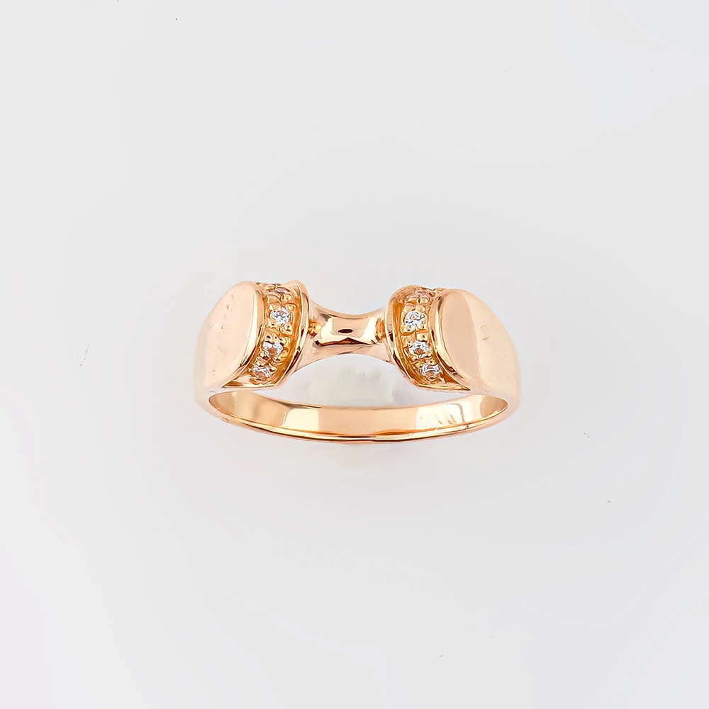 Кольцо с фианитом из красного золота 585 пробы