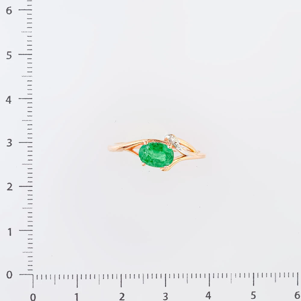 Кольцо с изумрудом из красного золота 585 пробы