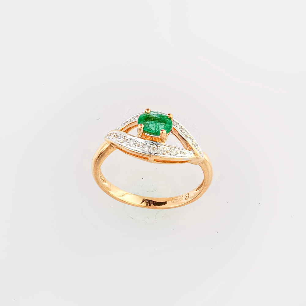 Кольцо с изумрудом из красного золота 585 пробы