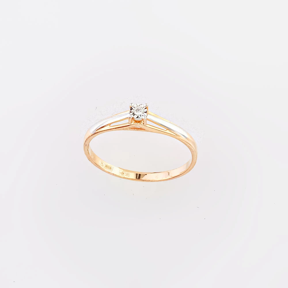 Кольцо с бриллиантом из красного золота 585 пробы