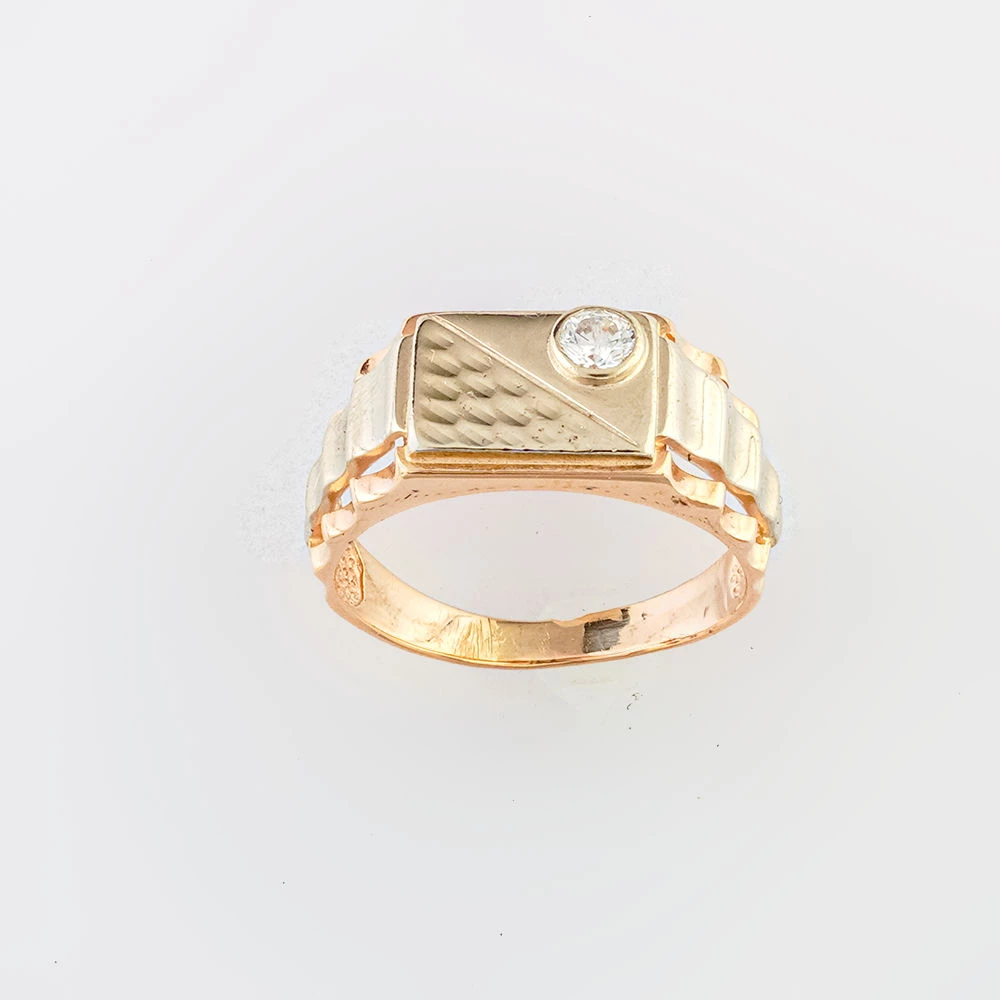 Кольцо с фианитом из красного золота 585 пробы