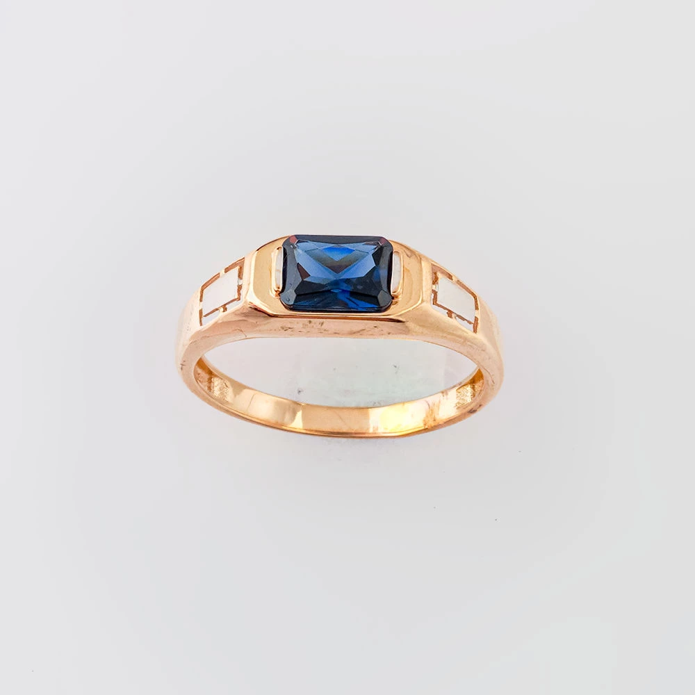 Кольцо с фианитом из красного золота 585 пробы