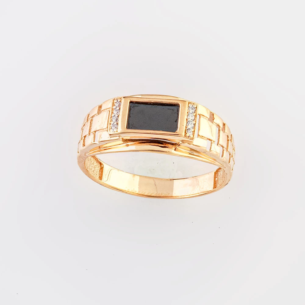 Кольцо с ониксом из красного золота 585 пробы