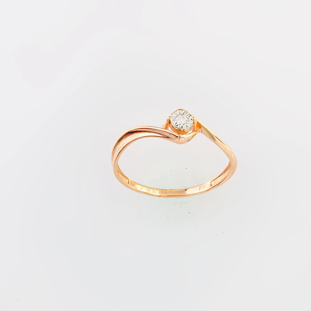 Кольцо с бриллиантом из красного золота 585 пробы