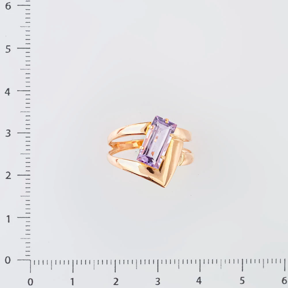 Кольцо с аметистом из красного золота 585 пробы