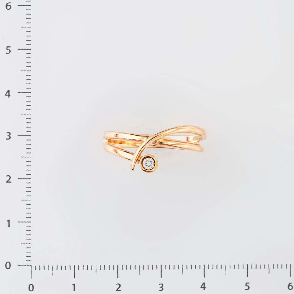 Кольцо с фианитом из красного золота 585 пробы