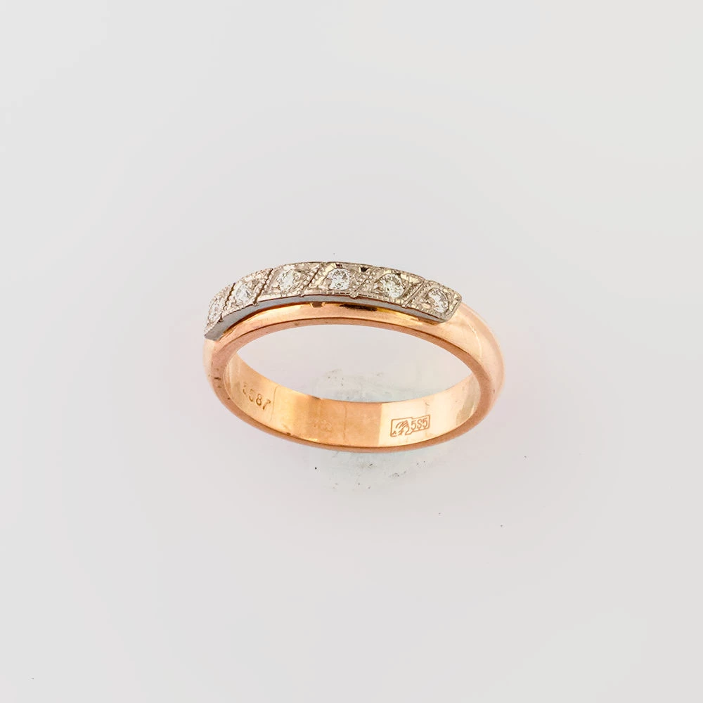 Кольцо с бриллиантом из красного золота 585 пробы