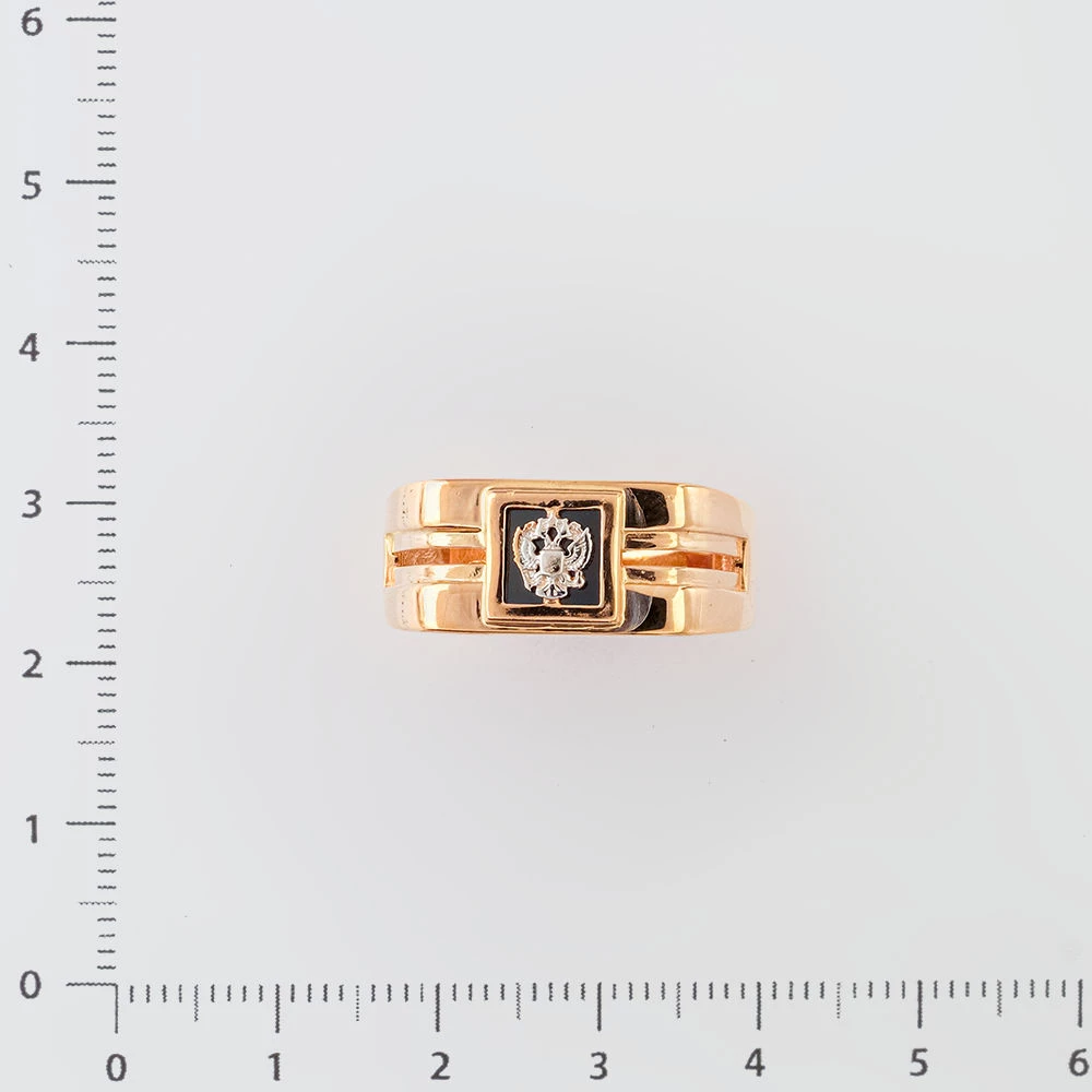 Кольцо с ониксом из красного золота 585 пробы
