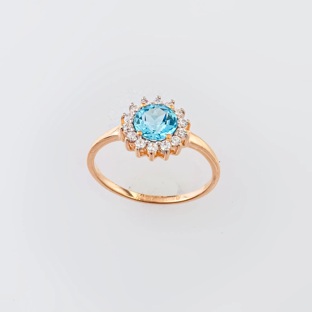 Кольцо с топазом из красного золота 585 пробы