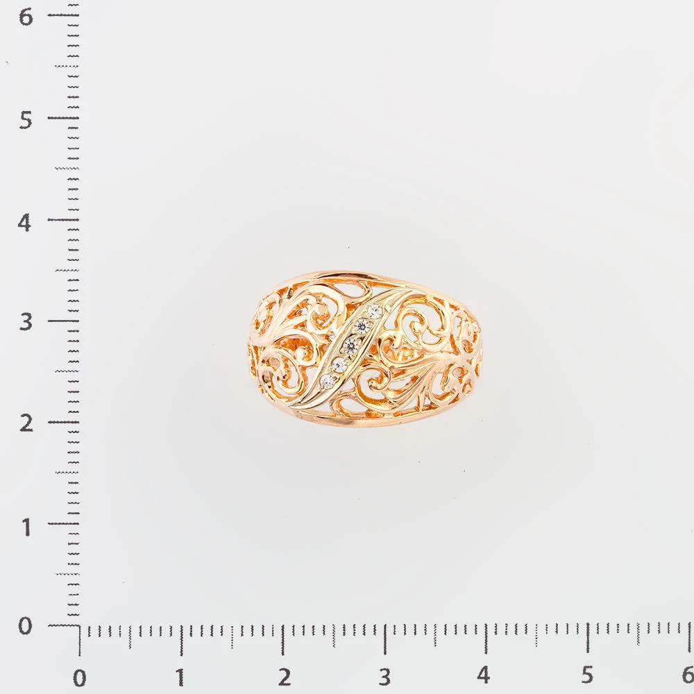 Кольцо с фианитом из красного золота 585 пробы