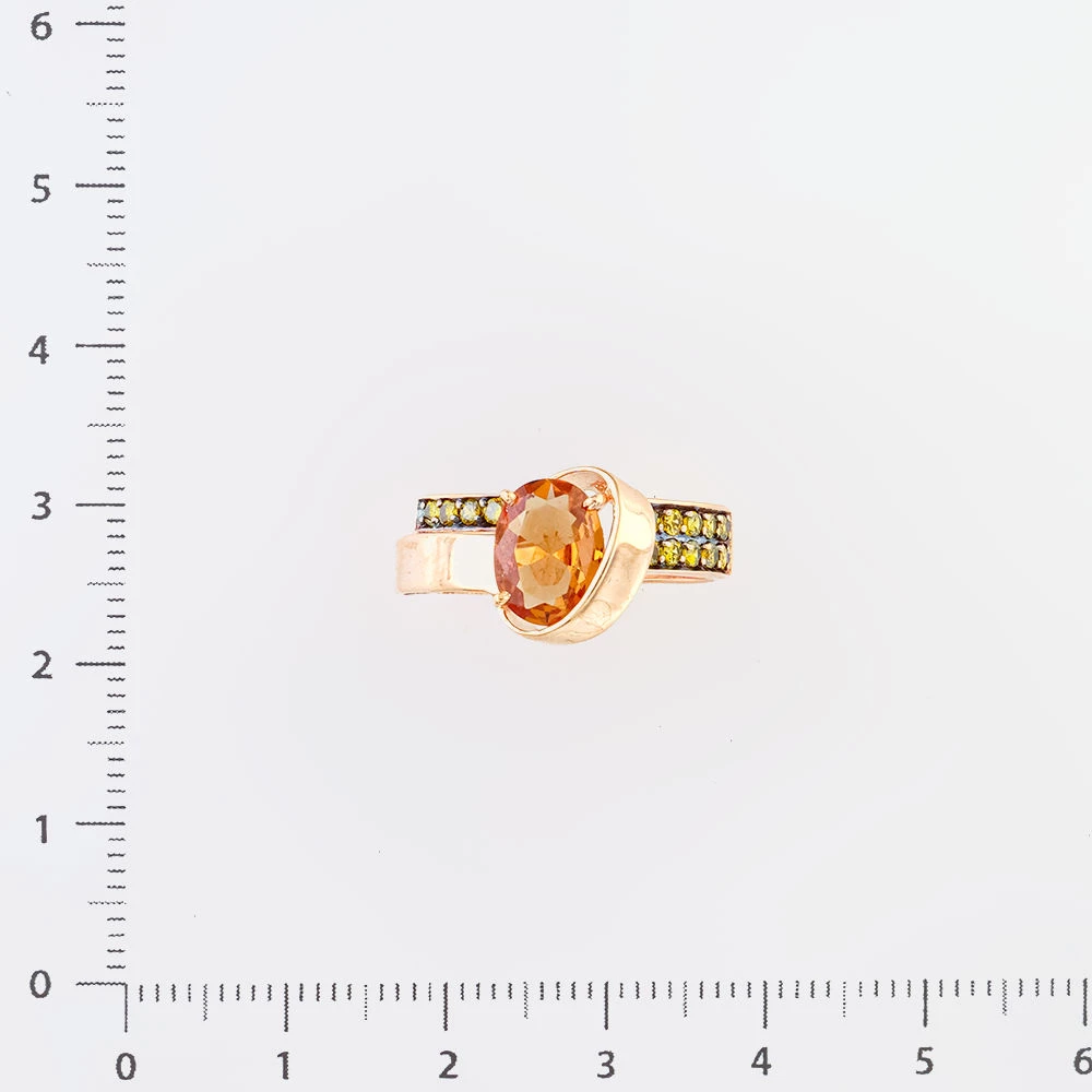 Кольцо с султанитом синтетическим из красного золота 585 пробы