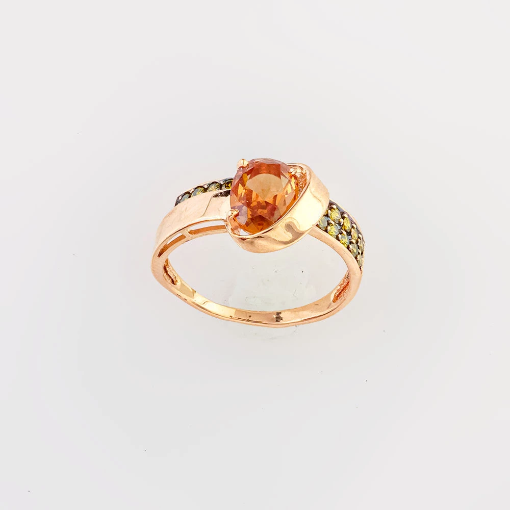 Кольцо с султанитом синтетическим из красного золота 585 пробы