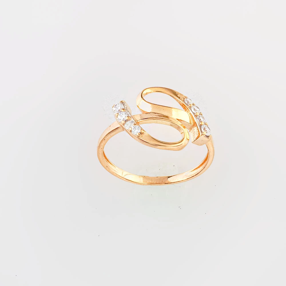 Кольцо с фианитом из красного золота 585 пробы