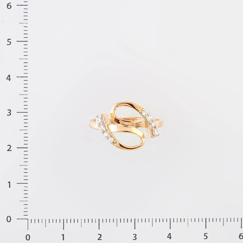 Кольцо с фианитом из красного золота 585 пробы