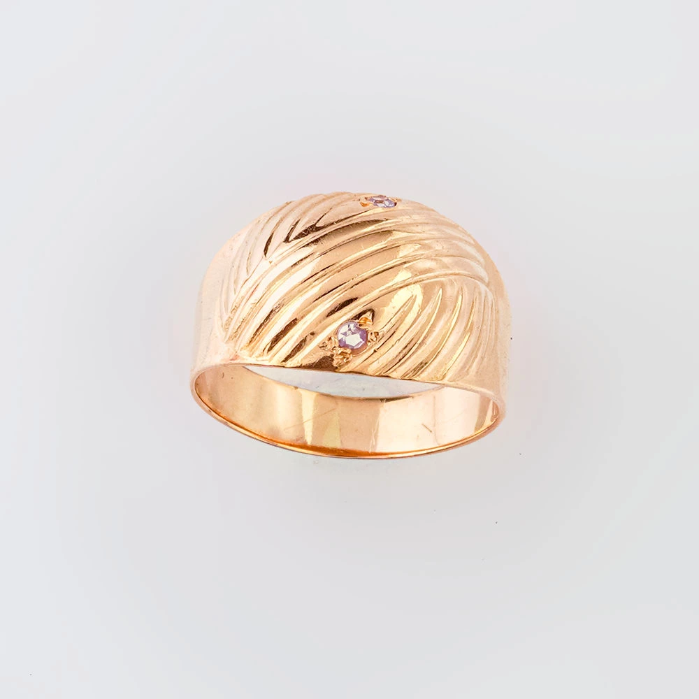 Кольцо с фианитом из красного золота 583 пробы