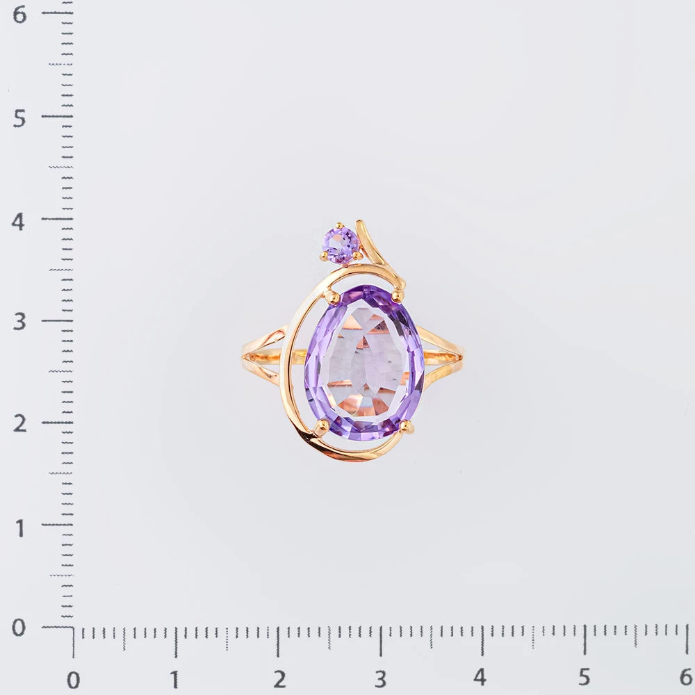 Кольцо с аметистом из красного золота 585 пробы