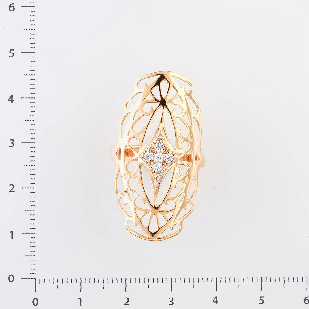 Кольцо с фианитом из красного золота 585 пробы