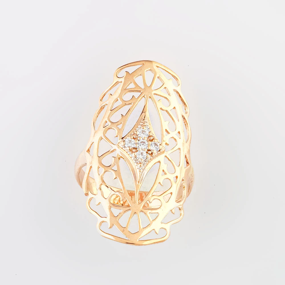 Кольцо с фианитом из красного золота 585 пробы