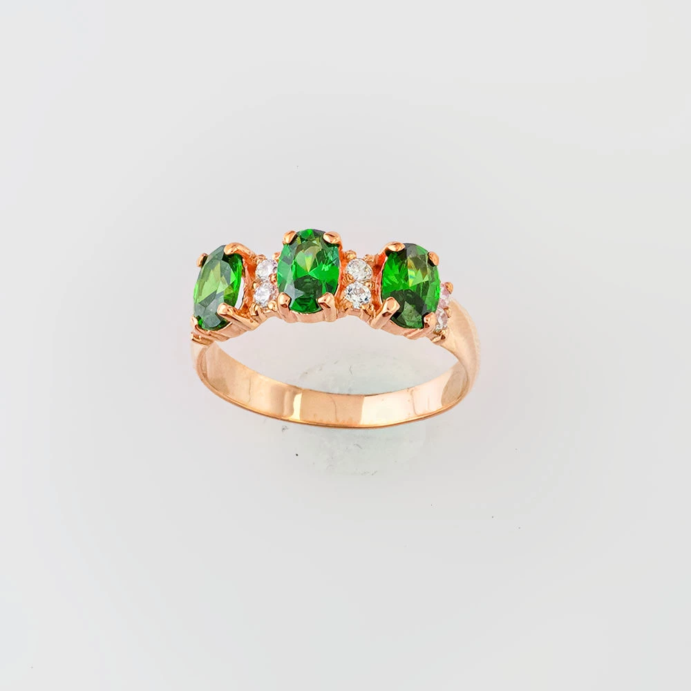 Кольцо с фианитом из красного золота 585 пробы