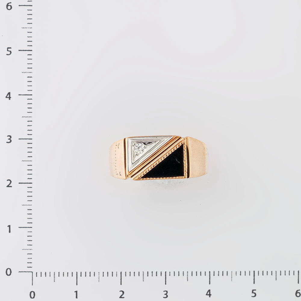Кольцо с ониксом из красного золота 375 пробы