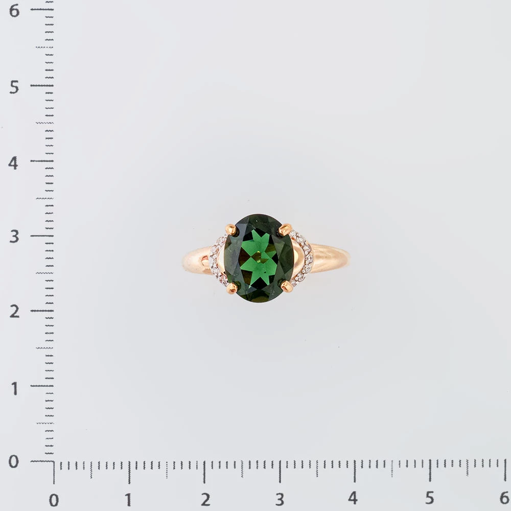 Кольцо с кварцем синтетическим из красного золота 585 пробы