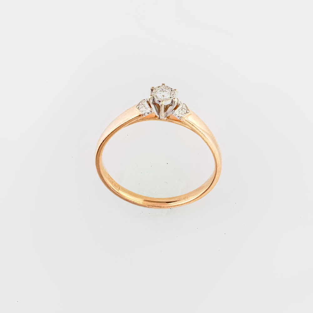 Кольцо с бриллиантом из красного золота 585 пробы