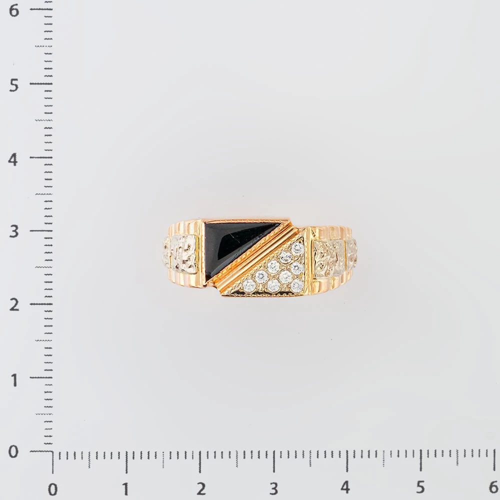 Кольцо с ониксом из красного золота 585 пробы