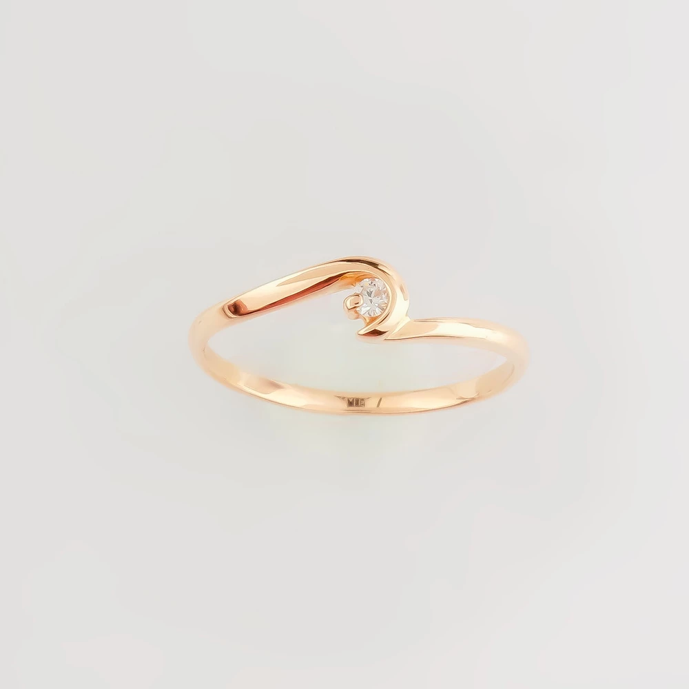 Кольцо с бриллиантом из красного золота 585 пробы