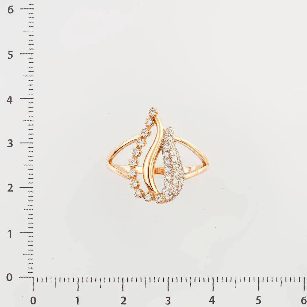 Кольцо с фианитом из красного золота 585 пробы