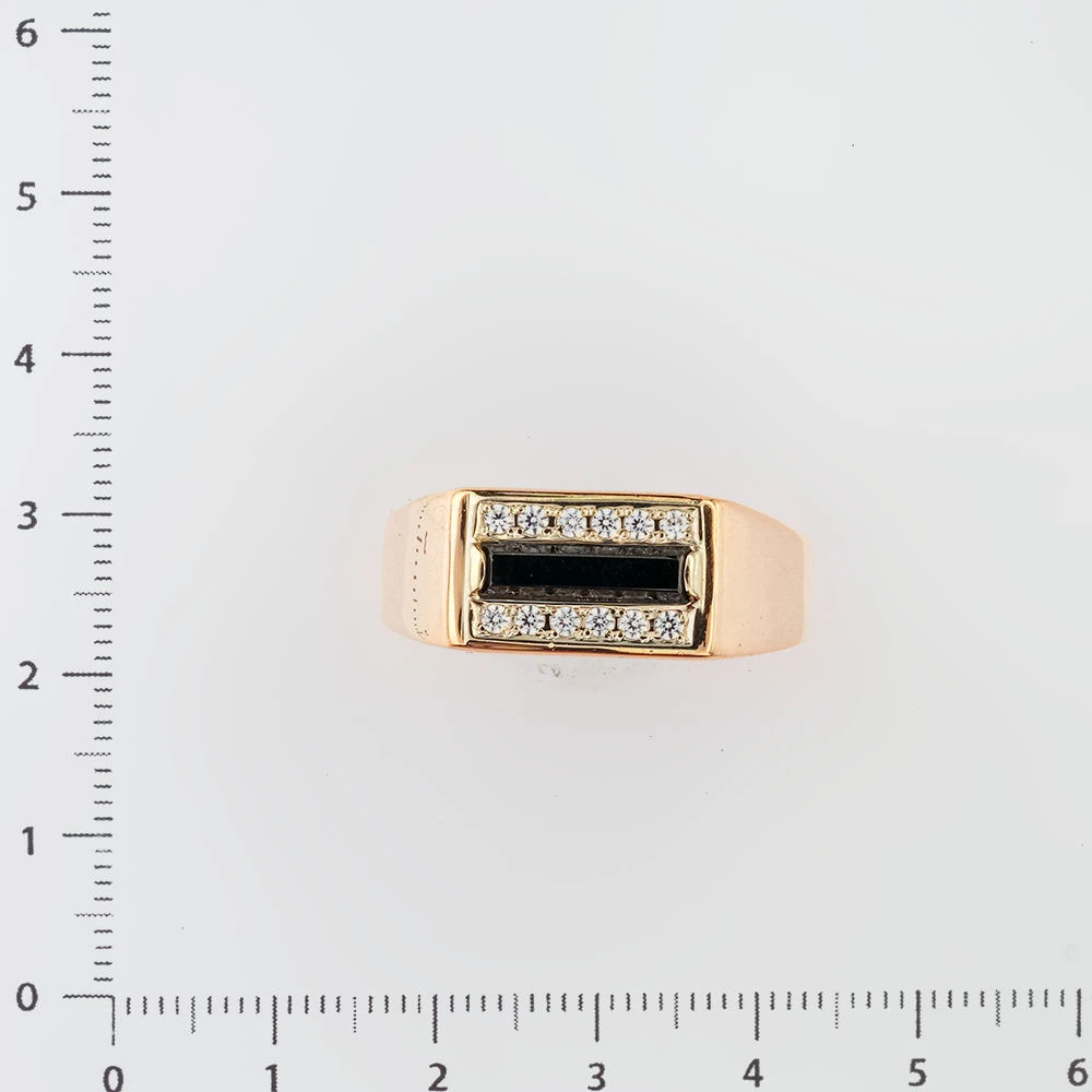 Кольцо с ониксом из красного золота 585 пробы