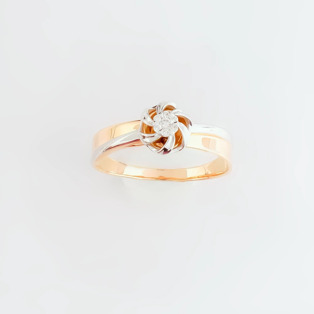 Кольцо с бриллиантом из красного золота 585 пробы