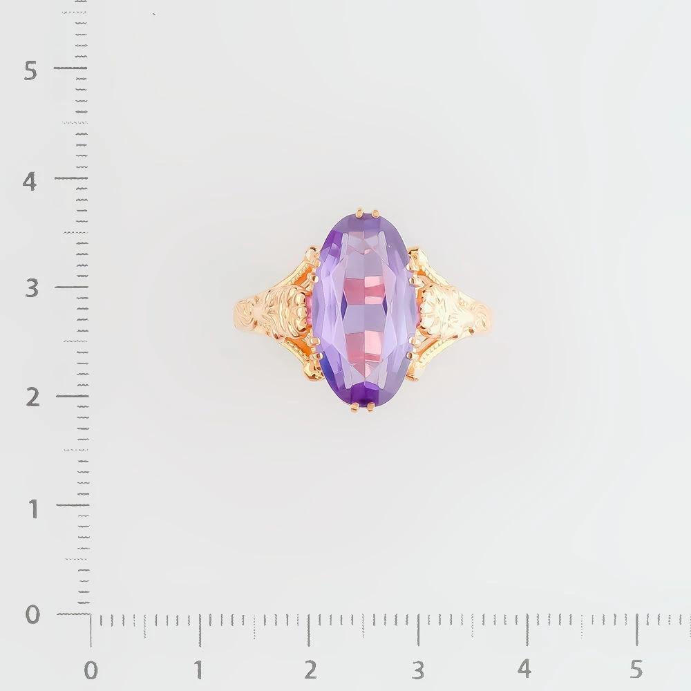 Кольцо с фианитом из красного золота 583 пробы