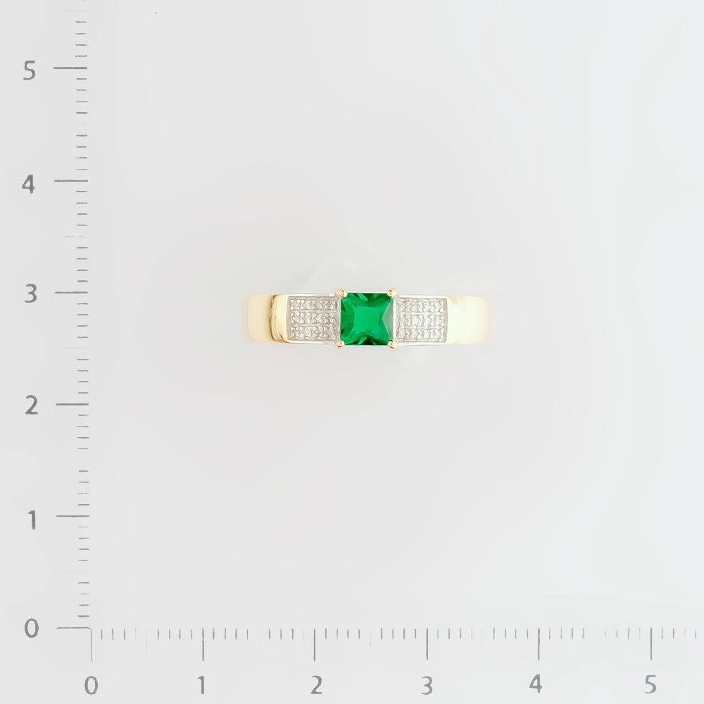 Кольцо с изумрудом синтетическим из желтого золота 585 пробы