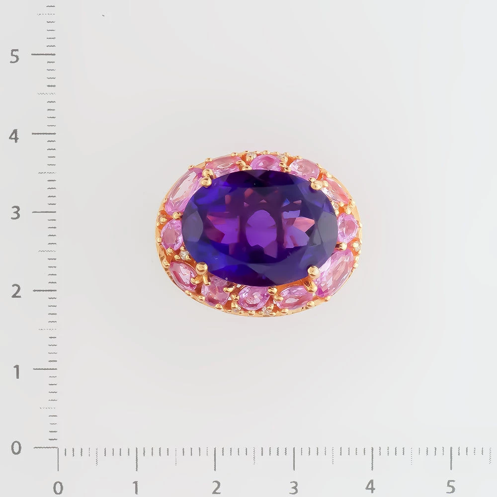 Кольцо с аметистом из красного золота 585 пробы