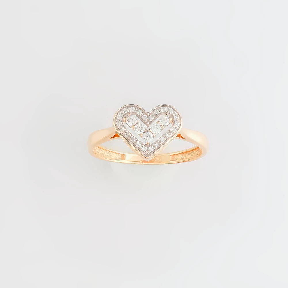 Кольцо с бриллиантом из красного золота 585 пробы