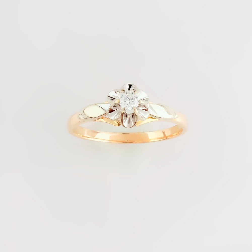 Кольцо с бриллиантом из красного золота 585 пробы